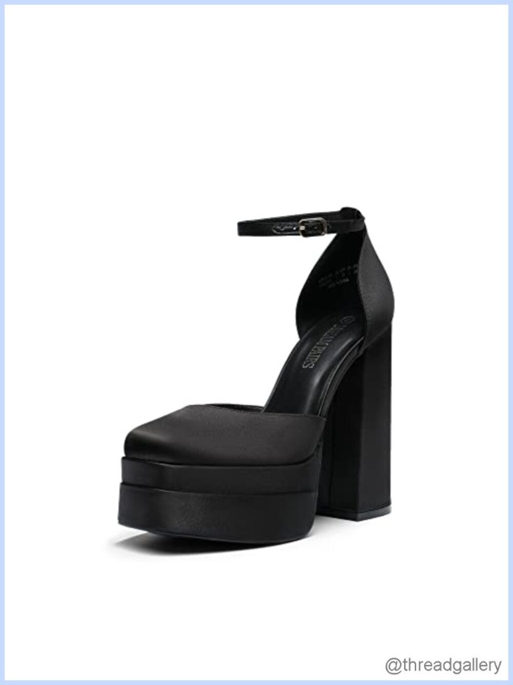 Women's High Platform Closed Toe Heels Square Toe Block Heel Ankle Strap Pumps